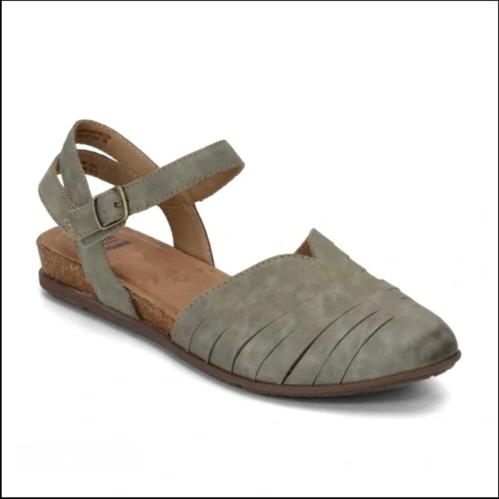 Earth Origins Sandals Womens Size 8.5 Leather Palomos Peyton Sage Green Shoe - Picture 1 of 11